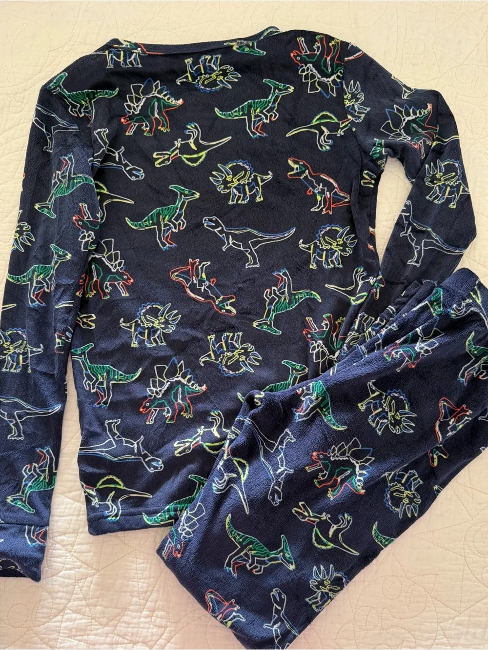 Like New! CAT & JACK Kids Soft Dino Print Long Sleeve Pajama Set in Navy - Sz 12